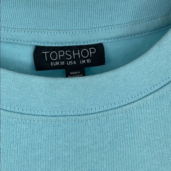 Topshop Cropped Sweatshirt Light Blue - Picture 2 of 5